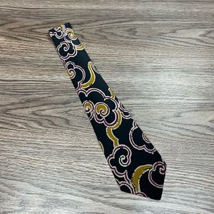 Pancaldi Black, Grey, Purple & Gold Pattern Silk Tie